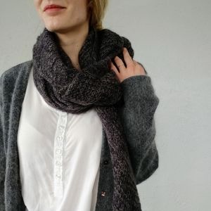 Mohair-Wool Blend Hand-Knitted Scarf